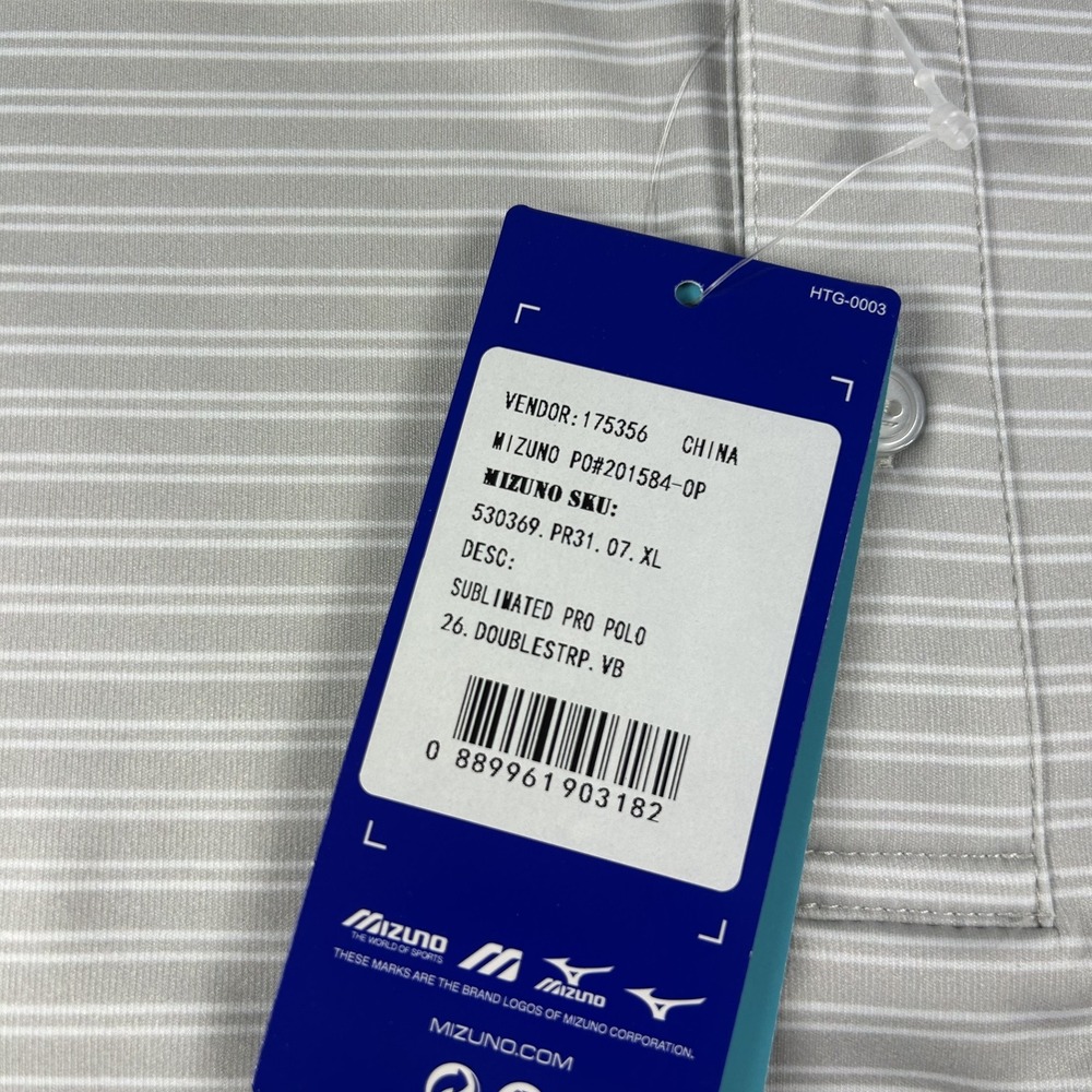 Mizuno Sublimated Pro Polo Shirt Mens Xl Gray Stripe Moisture Wicking Volleyball View 5
